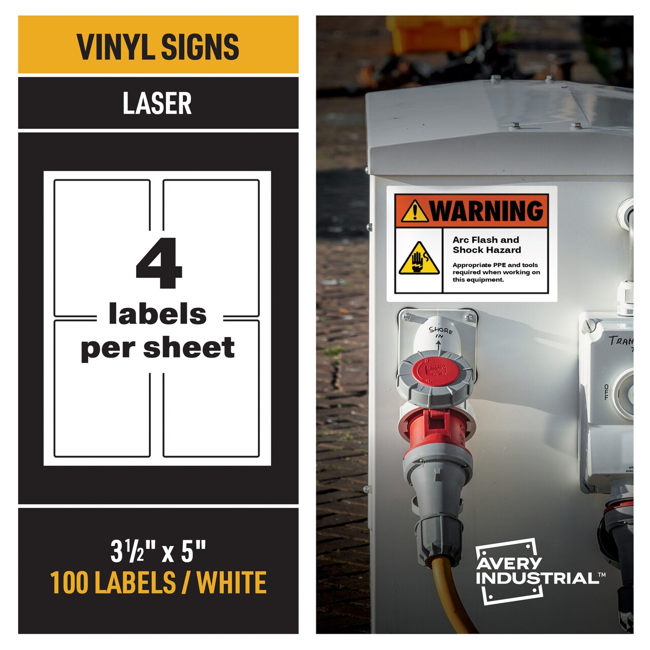 Avery Industrial Adhesive Vinyl Labels, 100ct, 3.5 x 5, White, Durable  for Outdoors, Laser Printable (61550)